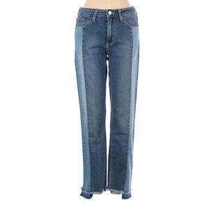 Just Black Two-Tone Frayed Straight Leg Jeans